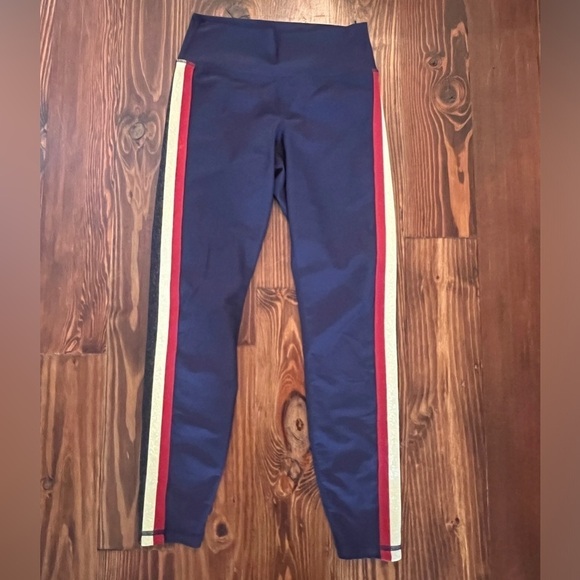 SPIRITUAL GANGSTER Shimmer Stripe 7/8 High-Waist Leggings Navy - Picture 2 of 4